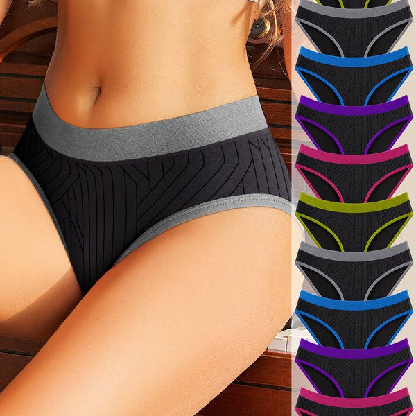 10pcs Contrast Binding Briefs, Hot Comfy & Breathable Intimates Panties, Women's Lingerie & Underwear - Eco Explorer Hub