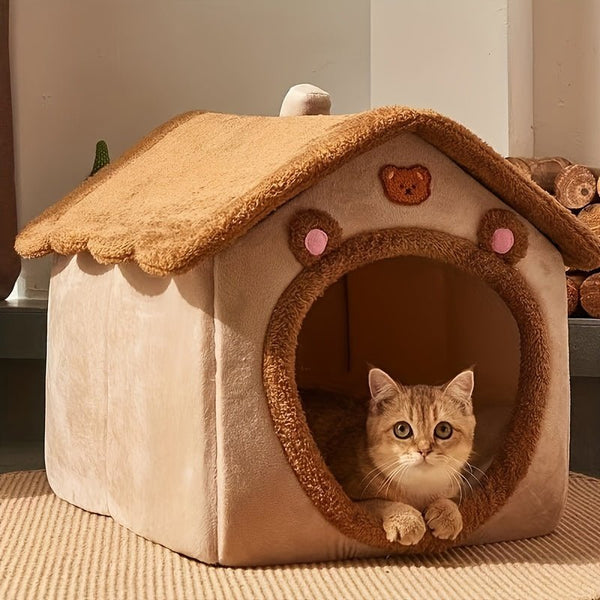 1pc Pet Bed House For Cats, Removable And Washable Cat House, Winter Warm Cat Bed Soft And Comfortable Puppy Cave Nest - Eco Explorer Hub