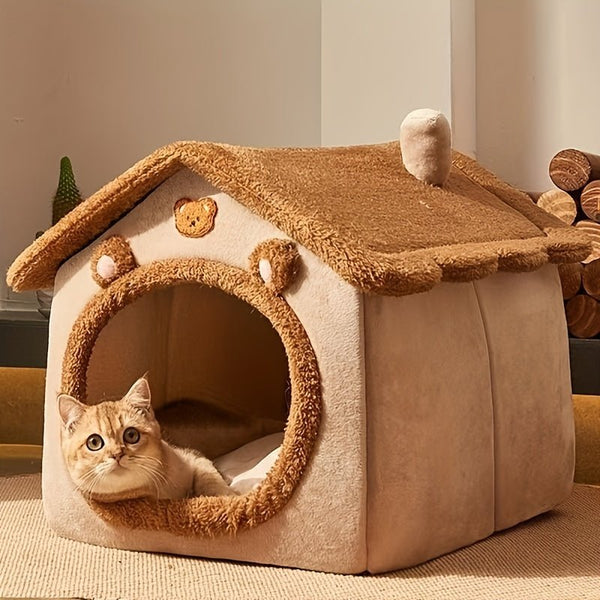 1pc Pet Bed House For Cats, Removable And Washable Cat House, Winter Warm Cat Bed Soft And Comfortable Puppy Cave Nest - Eco Explorer Hub