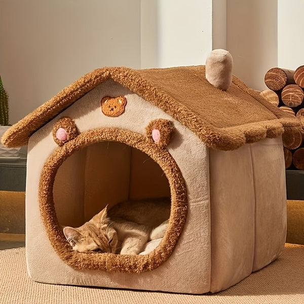 1pc Pet Bed House For Cats, Removable And Washable Cat House, Winter Warm Cat Bed Soft And Comfortable Puppy Cave Nest - Eco Explorer Hub