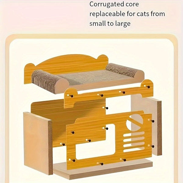 1pc Whisker Wonders Dual - Use Cat Scratcher and Lounge Bench with Durable Cardboard Scratching Surface and Interactive Ball Toy for Cats - Eco Explorer Hub