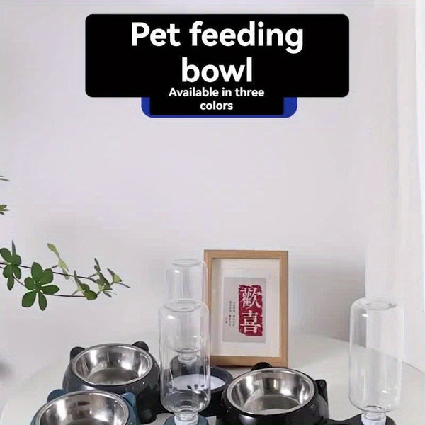 2 - in - 1 Stainless Steel Pet Feeder with Automatic Water Dispenser - Elevated Tilted Bowls for Cats & Dogs, Non - Slip Base - Eco Explorer Hub