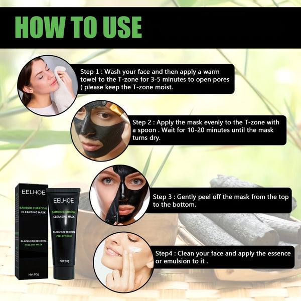 2.12oz Bamboo Charcoal Cleansing Mask - T Zone Oil Control Mask - Deep Pore & Blackhead Cleansing Mask For All Skin Types - Purifies And Cleanses Nose And Face - Gentle On Skin - Eco Explorer Hub
