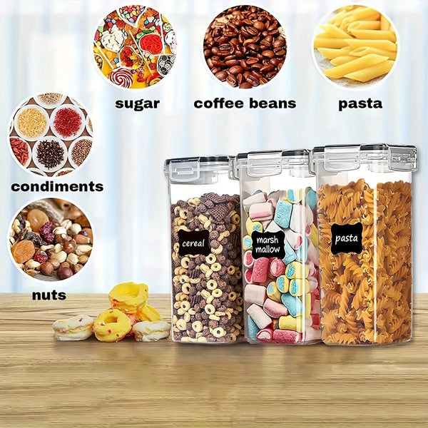 24pcs, BPA - Free Airtight Food Storage Containers With Labels & Marker - Keep Spaghetti, Flour, Sugar, And Cereal Fresh For Longer - Eco Explorer Hub