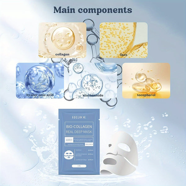 2Box Bio - Collagen Glow Mask Overnight, Bio - Collagen Real Deep Mask Deep Mask, Pure Collagen Films, Korean Deep Hydrating Firming Overnight Hydrogel Mask, 8PCS - Eco Explorer Hub