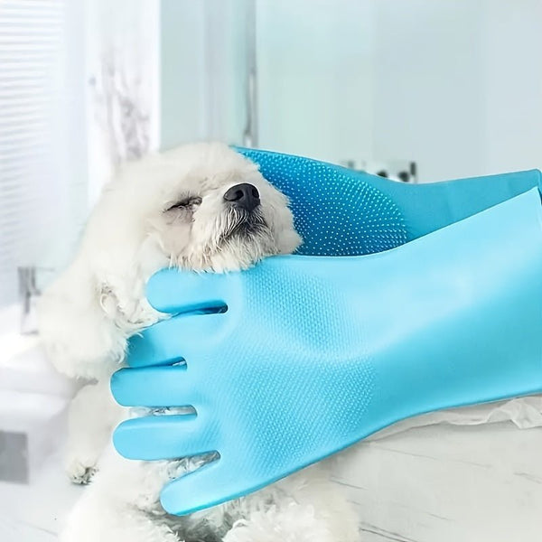 2pcs 2 - in - 1 Pet Dog Bath Gloves, Pet Brush Silicone Bath Massage Brush, Dog Rubbing Bath Supplies - Eco Explorer Hub