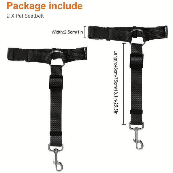 2pcs Pet Safety Belt, Dog Car Seat Belt, Nylon Tether Adjustable Pet Leash, Secure Your Pet for Vehicle Travel Daily Use - Eco Explorer Hub