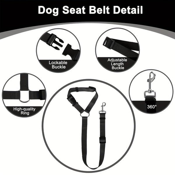 2pcs Pet Safety Belt, Dog Car Seat Belt, Nylon Tether Adjustable Pet Leash, Secure Your Pet for Vehicle Travel Daily Use - Eco Explorer Hub