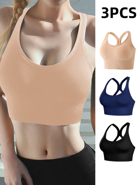 3 Pieces Of Sports Girls' Underwear Gathered Together, Shock - absorbing, Running, Anti Sagging, Strapless, Beautiful Back, Chest Enhancing, Small Without Steel Rings, Yoga Vest For Women - Eco Explorer Hub