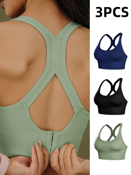 3 Pieces Of Sports Girls' Underwear Gathered Together, Shock - absorbing, Running, Anti Sagging, Strapless, Beautiful Back, Chest Enhancing, Small Without Steel Rings, Yoga Vest For Women - Eco Explorer Hub