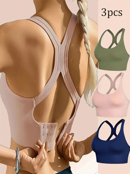 3 Pieces Of Sports Girls' Underwear Gathered Together, Shock - absorbing, Running, Anti Sagging, Strapless, Beautiful Back, Chest Enhancing, Small Without Steel Rings, Yoga Vest For Women - Eco Explorer Hub