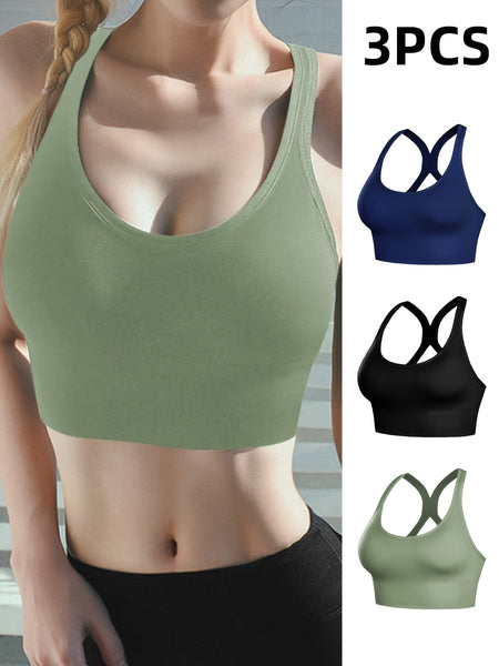 3 Pieces Of Sports Girls' Underwear Gathered Together, Shock - absorbing, Running, Anti Sagging, Strapless, Beautiful Back, Chest Enhancing, Small Without Steel Rings, Yoga Vest For Women - Eco Explorer Hub