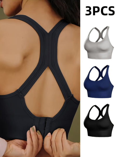 3 Pieces Of Sports Girls' Underwear Gathered Together, Shock - absorbing, Running, Anti Sagging, Strapless, Beautiful Back, Chest Enhancing, Small Without Steel Rings, Yoga Vest For Women - Eco Explorer Hub