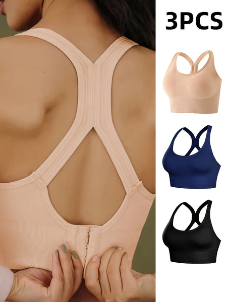 3 Pieces Of Sports Girls' Underwear Gathered Together, Shock - absorbing, Running, Anti Sagging, Strapless, Beautiful Back, Chest Enhancing, Small Without Steel Rings, Yoga Vest For Women - Eco Explorer Hub