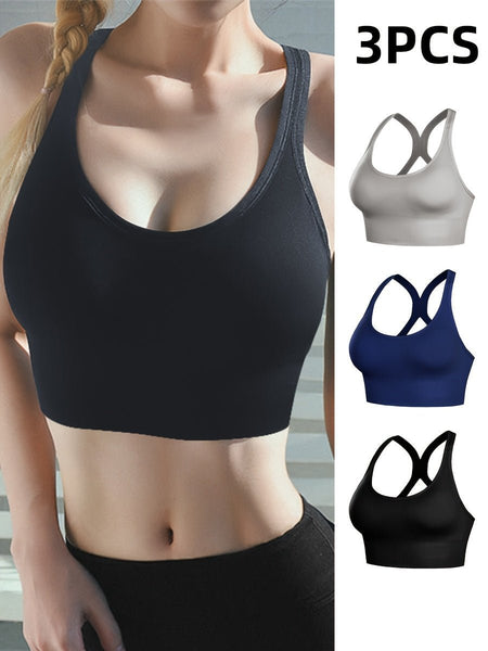 3 Pieces Of Sports Girls' Underwear Gathered Together, Shock - absorbing, Running, Anti Sagging, Strapless, Beautiful Back, Chest Enhancing, Small Without Steel Rings, Yoga Vest For Women - Eco Explorer Hub