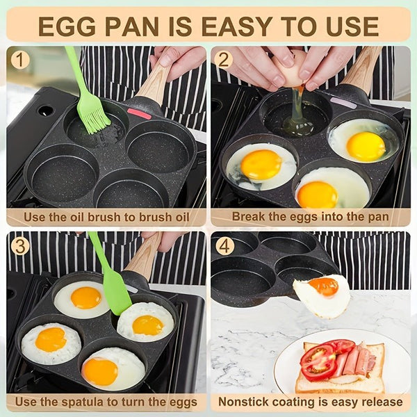 4 Egg Frying Pan, Pancake Omelette Pan, Cooker Pans 4 - Cups Non - stick Cookware Divided Egg Cooker, Burger Pan For Breakfast, Pancake, Poached Egg1 - Eco Explorer Hub