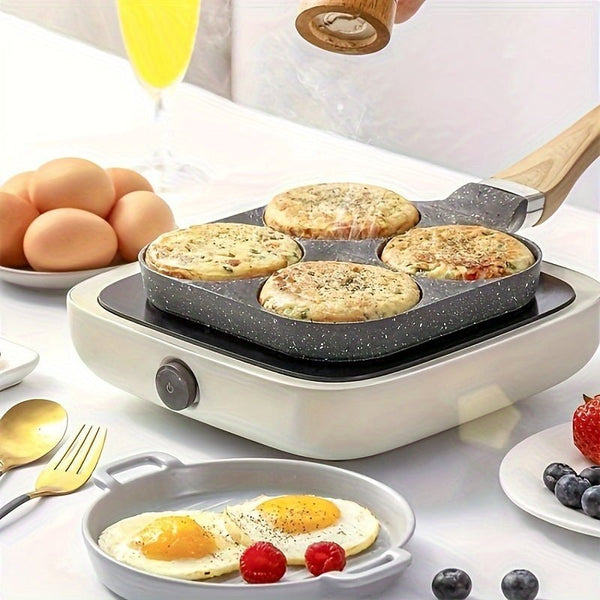 4 Egg Frying Pan, Pancake Omelette Pan, Cooker Pans 4 - Cups Non - stick Cookware Divided Egg Cooker, Burger Pan For Breakfast, Pancake, Poached Egg1 - Eco Explorer Hub