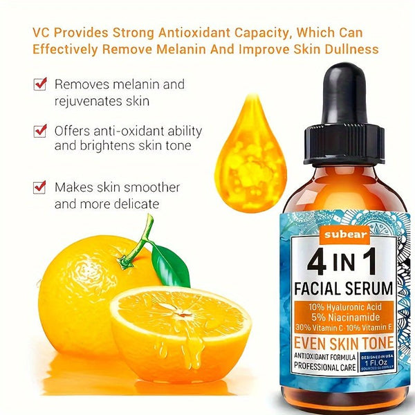 4 In 1 Facial Serum With Hyaluronic Acid, Niacinamide, Vitamin C Facial Care Serum For Moisturizes, Repair And Rejuvenates Skin 30ml/1.05oz - Eco Explorer Hub