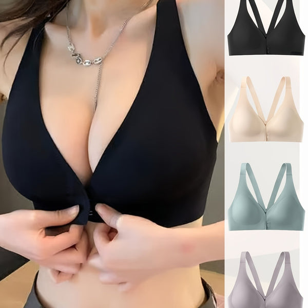 4pcs Front Buckle Underwear For Women Bra Gathering Latex Bra With Side Breasts, Beautiful Back Bra, Small Chest Display, New Bra Vest Style - Eco Explorer Hub