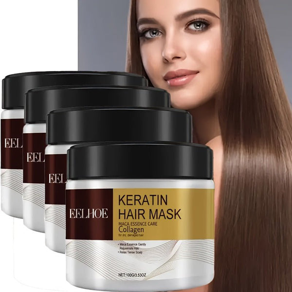 4pcs Keratin Miracle Hair Care Cream Mask - Intense Strengthening & Deep Smoothing - Restores Vitality, Long - Lasting Shine for Frizzy or Damaged Hair - Professional - Grade, All Hair Types - Eco Explorer Hub