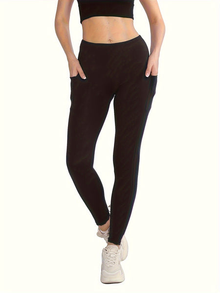 4pcs Vibrant Solid Color High Waist Sports Leggings - Women's Fitness Pants With Pocket For Running, Yoga, And Activewear - Moisture - Wicking, Comfortable, And Stylish - Eco Explorer Hub