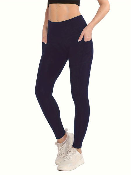 4pcs Vibrant Solid Color High Waist Sports Leggings - Women's Fitness Pants With Pocket For Running, Yoga, And Activewear - Moisture - Wicking, Comfortable, And Stylish - Eco Explorer Hub
