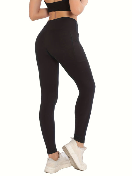 4pcs Vibrant Solid Color High Waist Sports Leggings - Women's Fitness Pants With Pocket For Running, Yoga, And Activewear - Moisture - Wicking, Comfortable, And Stylish - Eco Explorer Hub