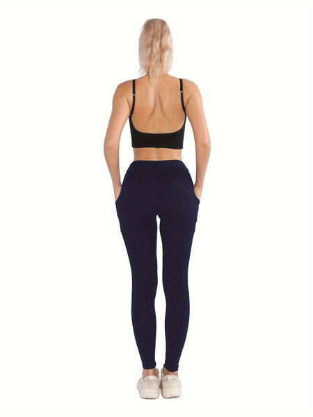 4pcs Vibrant Solid Color High Waist Sports Leggings - Women's Fitness Pants With Pocket For Running, Yoga, And Activewear - Moisture - Wicking, Comfortable, And Stylish - Eco Explorer Hub