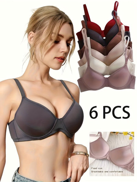 6 - Pack Ultra - Soft Seamless Push - Up Bras - Comfortable Everyday Support, Elegant Style, Breathable Cups, Versatile Value Set For Women Of All Shapes And Sizes - Perfect For Daily Wear, Lounging, And Layering Under Favorite Top - Eco Explorer Hub