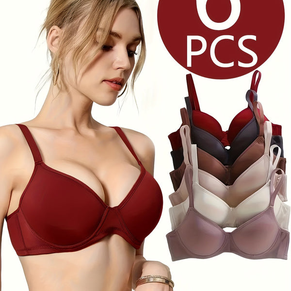 6 - Pack Ultra - Soft Seamless Push - Up Bras - Comfortable Everyday Support, Elegant Style, Breathable Cups, Versatile Value Set For Women Of All Shapes And Sizes - Perfect For Daily Wear, Lounging, And Layering Under Favorite Top - Eco Explorer Hub