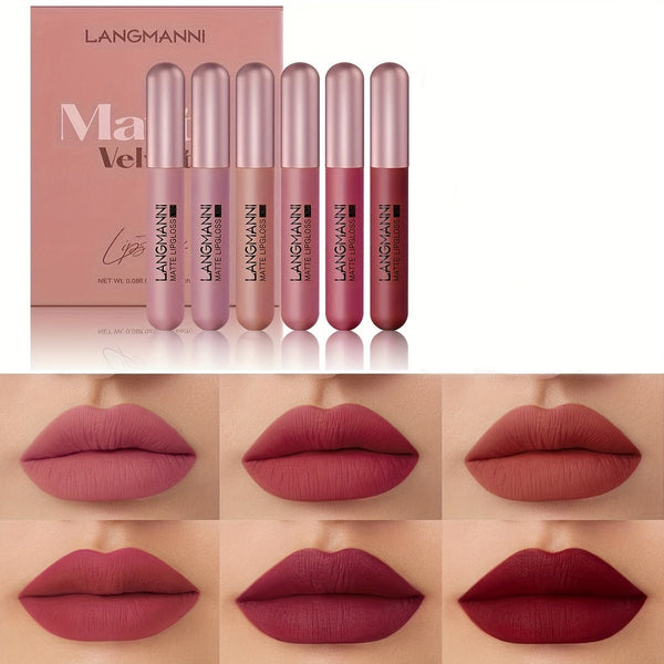 6 - Pc Matte Nude Liquid Lipstick Set - Long - Lasting & Pigmented Shades, Lip Gloss Bundle Gift Collection For Women for Halloween - Eco Explorer Hub