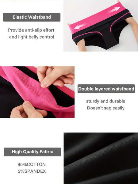 6pcs Contrast Color Panties, Breathable & Comfy Intimates Panties, Women's Lingerie & Underwear - Eco Explorer Hub