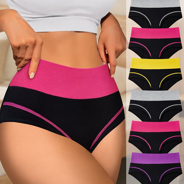 6pcs Contrast Color Panties, Breathable & Comfy Intimates Panties, Women's Lingerie & Underwear - Eco Explorer Hub