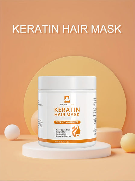 8.45oz Keratin Hair Care Mask Magically Repairs Damage, Curls Hair Care, Glossy, Smooth, Straightened Professional Hair Care, Deep Moisturizing, And Smooth - Eco Explorer Hub