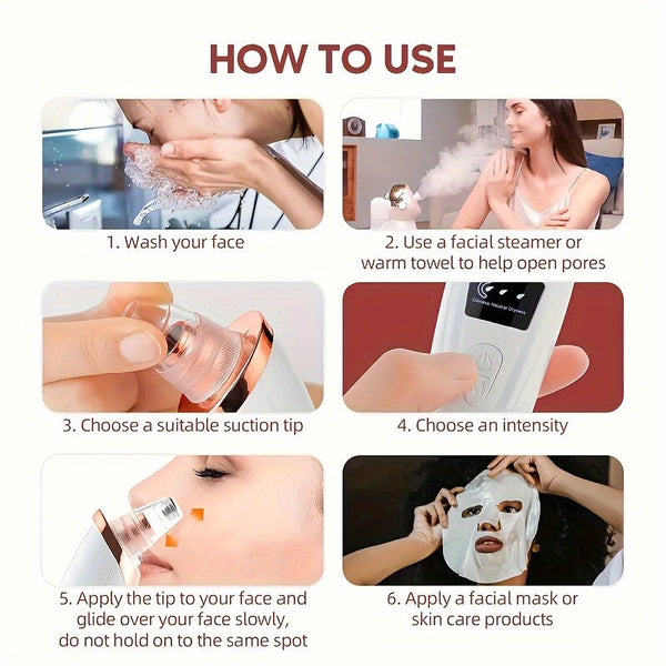 A Rechargeable Blackhead Cleaner and Acne Remover - Multifunctional Facial Skin Care Tool with Deep Pore Adsorption Function, without Flavor, Lithium Battery 400MAh, Suitable for Skin Cleaning, Anti - Aging and Wrinkle Reduction - Eco Explorer Hub