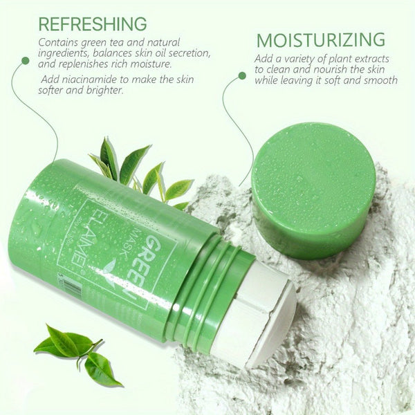 ELAIMEI 3 - piece green tea cleansing solid mask stick, cleans pores, moisturizes skin, controls oil, moisturizes, and beautifies skin care. - Eco Explorer Hub