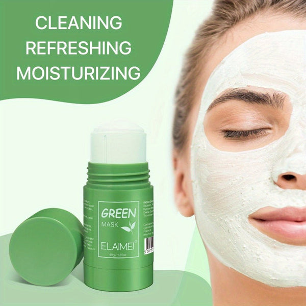 ELAIMEI 3 - piece green tea cleansing solid mask stick, cleans pores, moisturizes skin, controls oil, moisturizes, and beautifies skin care. - Eco Explorer Hub