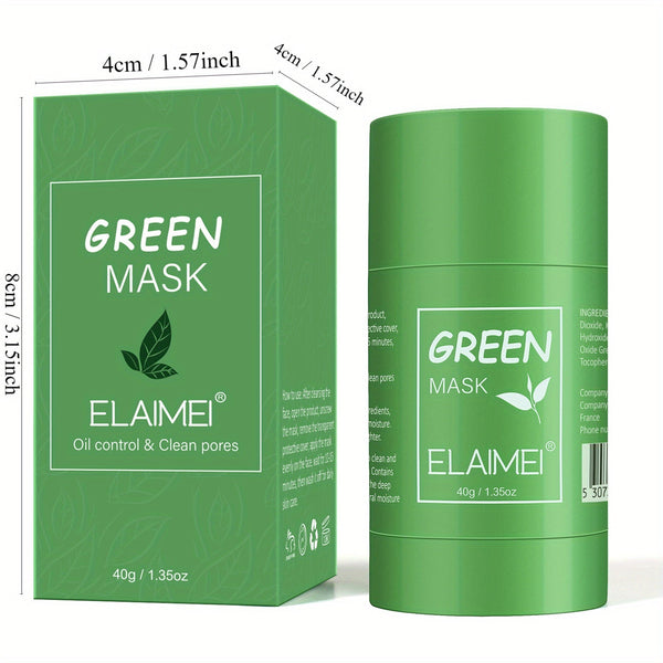 ELAIMEI 3 - piece green tea cleansing solid mask stick, cleans pores, moisturizes skin, controls oil, moisturizes, and beautifies skin care. - Eco Explorer Hub