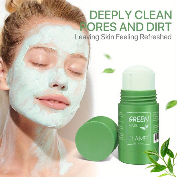 ELAIMEI 3 - piece green tea cleansing solid mask stick, cleans pores, moisturizes skin, controls oil, moisturizes, and beautifies skin care. - Eco Explorer Hub