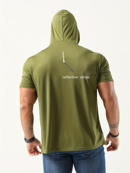 Men's 3pcs Athletic Hooded T-Shirts - Solid Color, Short Sleeve, Breathable Polyester, Machine Washable - Perfect for Running & Workouts - Eco Explorer Hub