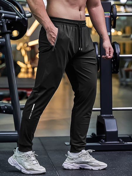 Men's Breathable Stretch Athletic Jogger Pants With Zipper Pockets & Drawstring Waist - Eco Explorer Hub