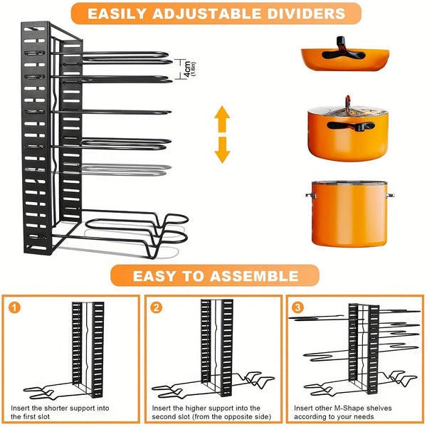 Pot Organizer Rack 8 Tiers Pots and Pans Organizer Kitchen Cabinet Storage Metal Holders - Eco Explorer Hub