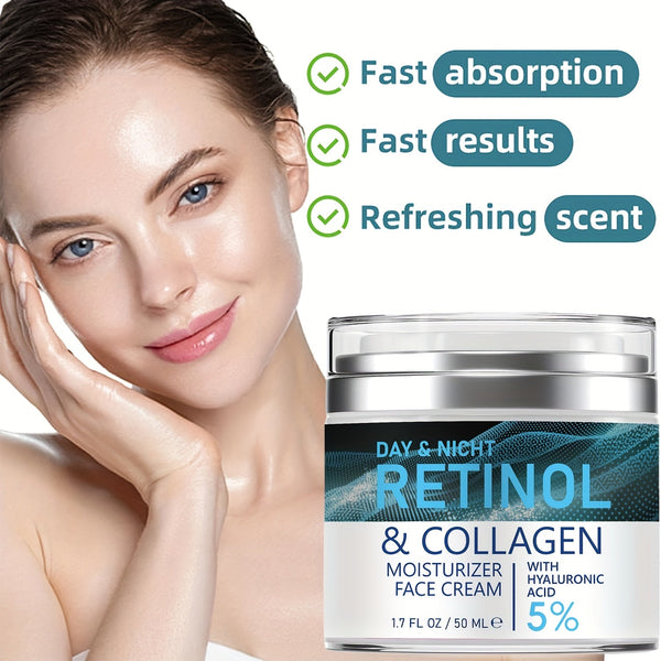 Retinol Moisturizer: Collagen & Hyaluronic Acid Enriched, Vitamins C+E - Hypoallergenic, for Youthful, Hydrated Skin for All 50ml - Eco Explorer Hub