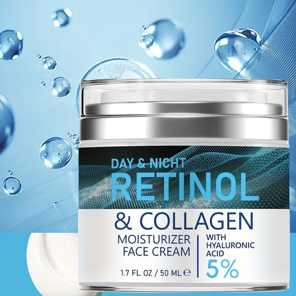 Retinol Moisturizer: Collagen & Hyaluronic Acid Enriched, Vitamins C+E - Hypoallergenic, for Youthful, Hydrated Skin for All 50ml - Eco Explorer Hub