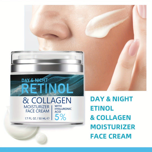 Retinol Moisturizer: Collagen & Hyaluronic Acid Enriched, Vitamins C+E - Hypoallergenic, for Youthful, Hydrated Skin for All 50ml - Eco Explorer Hub