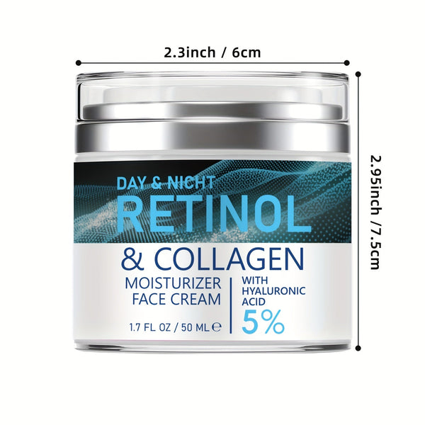 Retinol Moisturizer: Collagen & Hyaluronic Acid Enriched, Vitamins C+E - Hypoallergenic, for Youthful, Hydrated Skin for All 50ml - Eco Explorer Hub