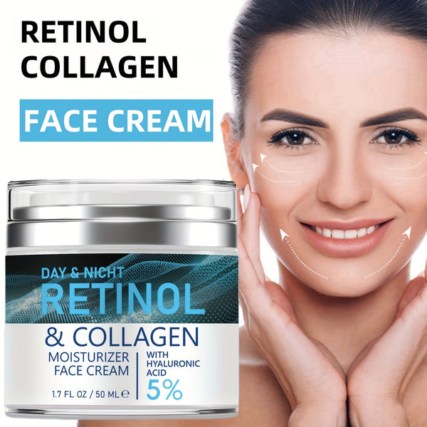 Retinol Moisturizer: Collagen & Hyaluronic Acid Enriched, Vitamins C+E - Hypoallergenic, for Youthful, Hydrated Skin for All 50ml - Eco Explorer Hub