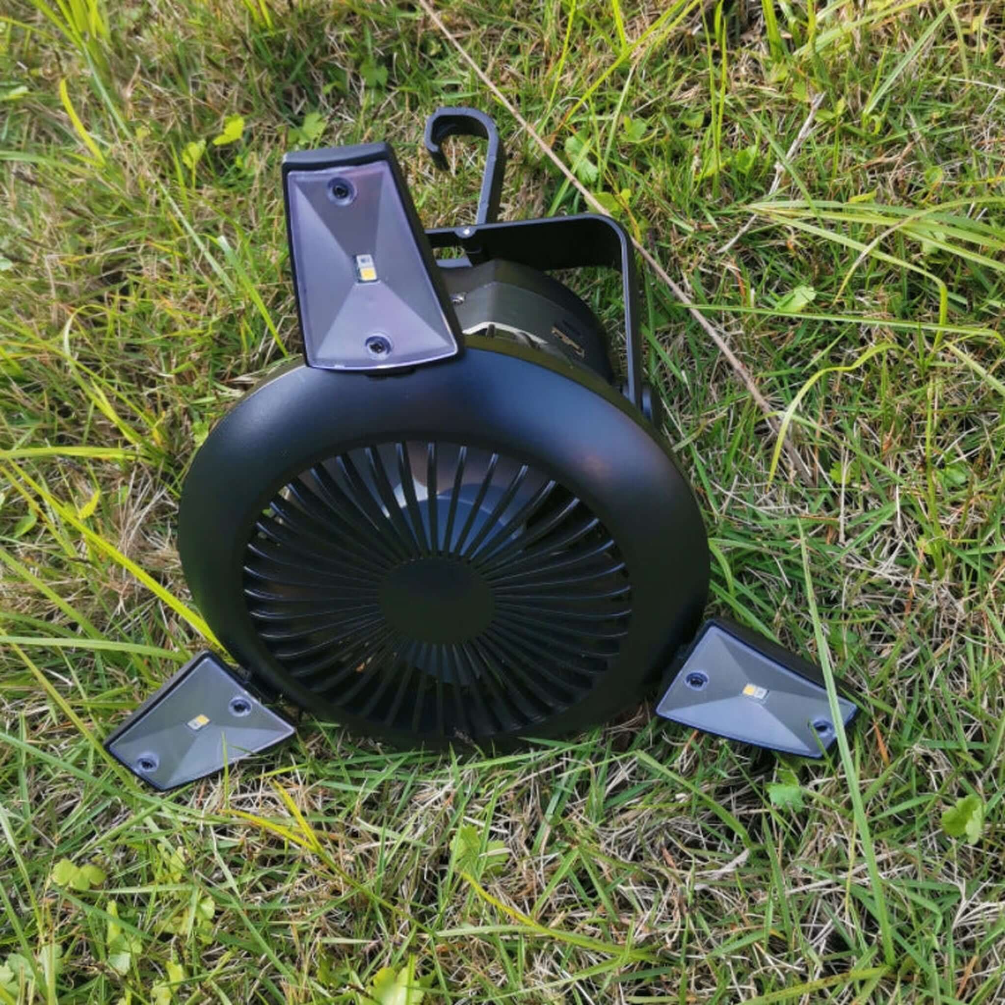 Solar LED Tent Fan with USB Charging and High Capacity Battery