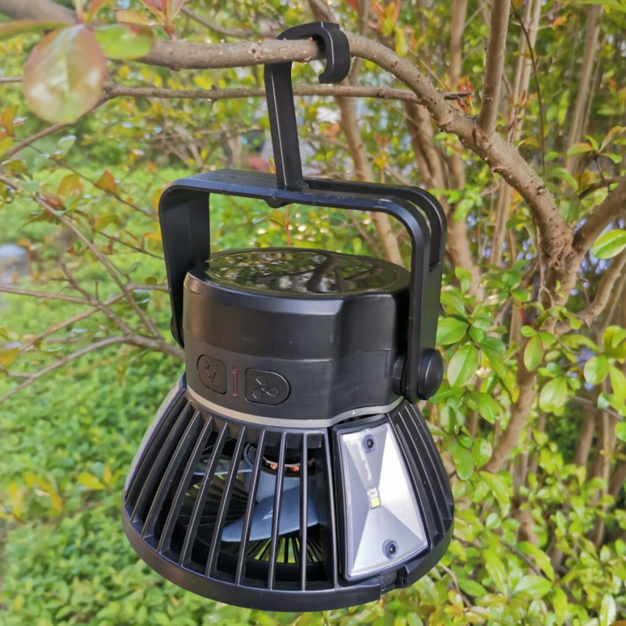 Solar LED Tent Fan with USB Charging and High Capacity Battery