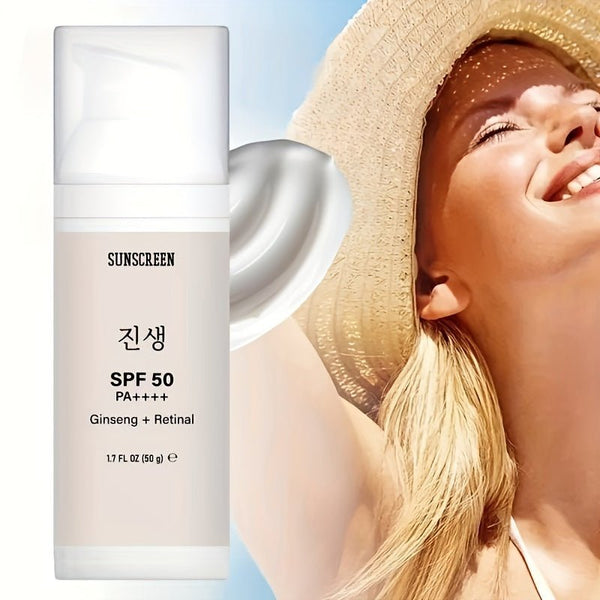 SPF 50 Vitamin E Sunscreen, 50g/1.7Fl.Oz - UVA/UVB Protection, Lightweight, Contains Ginseng + Retina - Eco Explorer Hub